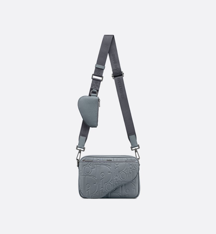 Triple Pouch Saddle Cuir Gris