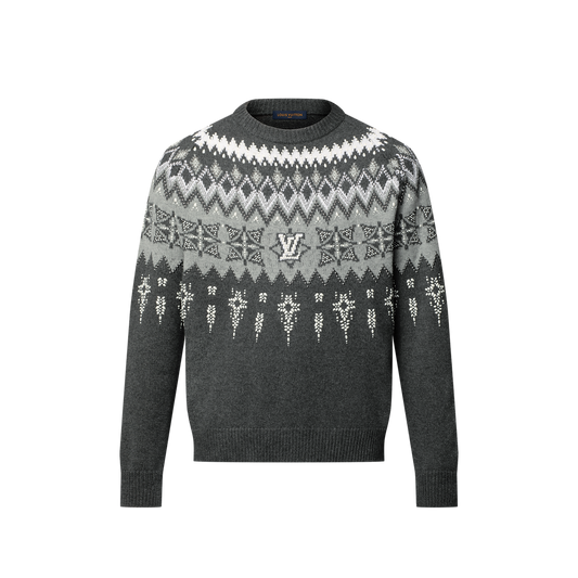 Pull ornementé en laine et cachemire