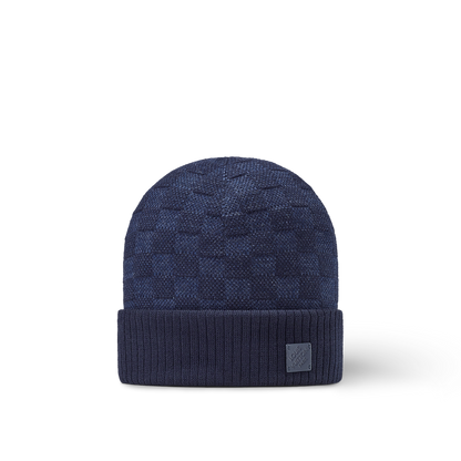 Bonnet et Écharpe Néo Petit Damier Bleu Marine