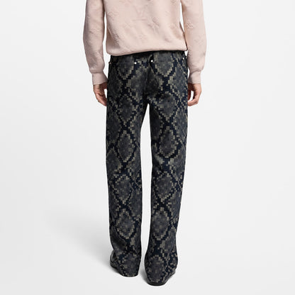 Pantalon droit en denim graphique