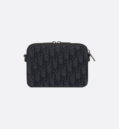 Pochette zippée à bandoulière
Toile jacquard Dior Oblique noir