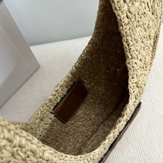 Céline - HOBO BAG IN Raffia and Calfskin