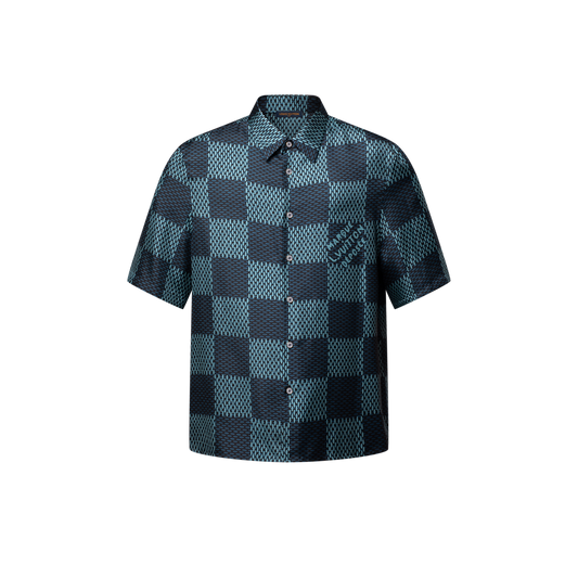 Chemise manches courtes Damier en soie