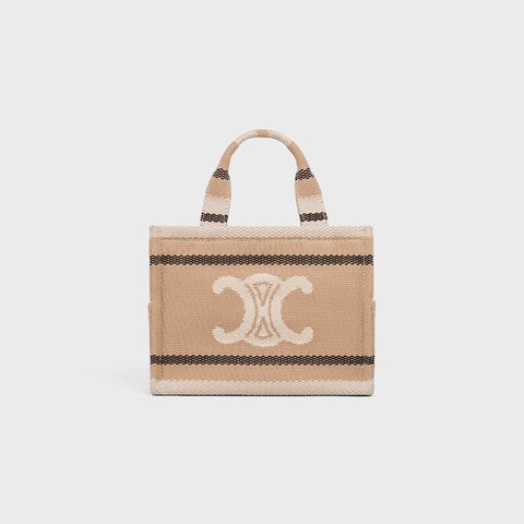 C­eli­ne - Small Cabas Thais Striped Textile Beige Noir